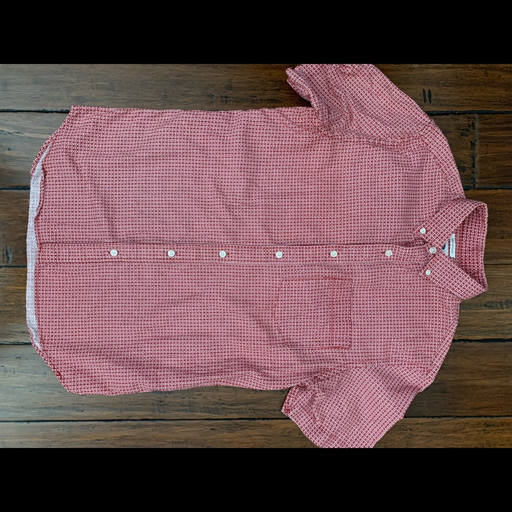 Patterned Maroon Short Sleeve Button Down